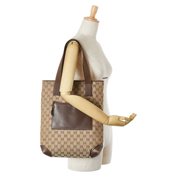 グッチ GGキャンバス トートバッグ 019 0401 ブラウン キャンバス レザー レディース GUCCI 【中古】