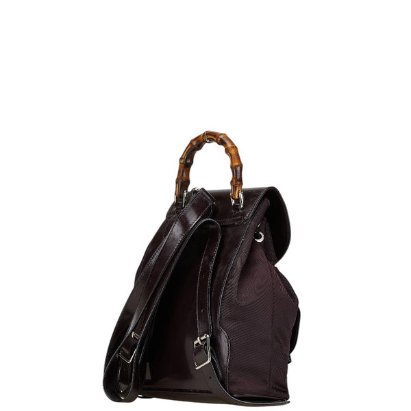 グッチ バンブー リュック バックパック 003.1705.0030 ブラウン ナイロン レザー レディース GUCCI 【中古】