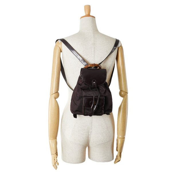 グッチ バンブー リュック バックパック 003.1705.0030 ブラウン ナイロン レザー レディース GUCCI 【中古】