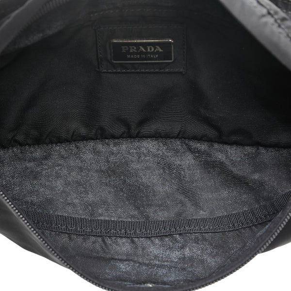 プラダ 三角ロゴプレート ボディバッグ ウエストバッグ ブラック ナイロン レディース PRADA 【中古】