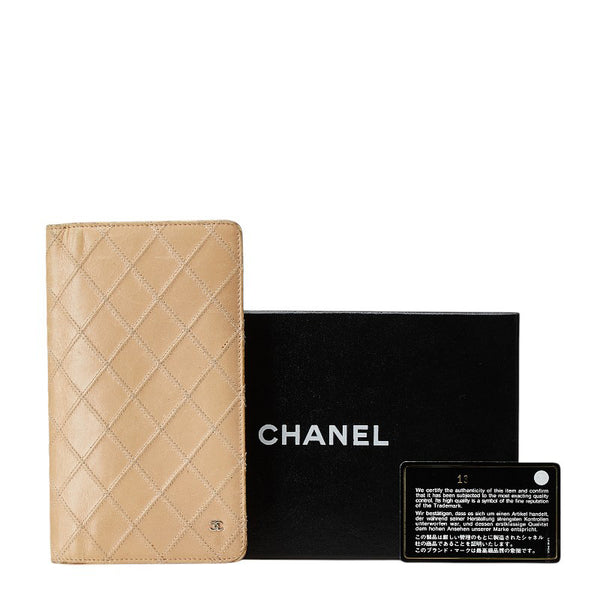 シャネル ココマーク ビコローレ 長財布 ベージュ レザー レディース CHANEL 【中古】