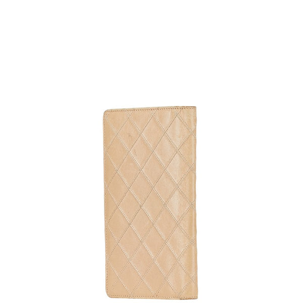 シャネル ココマーク ビコローレ 長財布 ベージュ レザー レディース CHANEL 【中古】