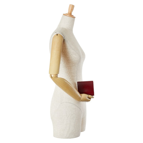 カルティエ ハッピーバースデー 三つ折り財布 ワインレッド ボルドー エナメル レディース CARTIER 【中古】