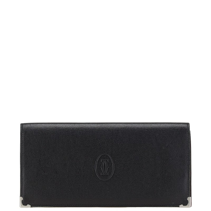 カルティエ マストライン 長財布 ワインレッド ボルドー レザー レディース CARTIER 【中古】