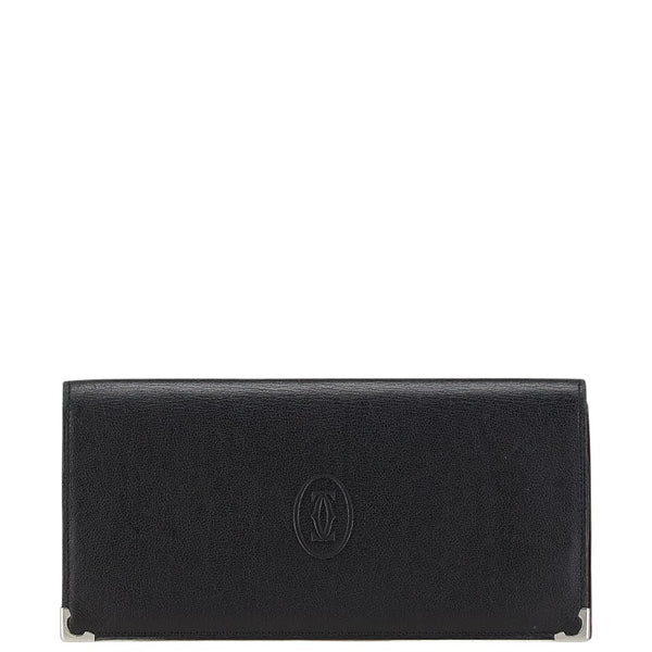 カルティエ マストライン 長財布 ワインレッド ボルドー レザー レディース CARTIER 【中古】