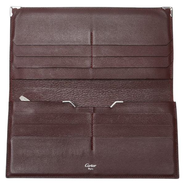 カルティエ マストライン 長財布 ワインレッド ボルドー レザー レディース CARTIER 【中古】