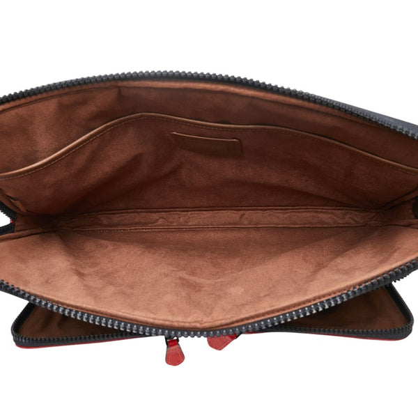 コーチ シグネチャー クラッチバッグ パソコンケース ベージュ レッド PVC レザー レディース COACH 【中古】