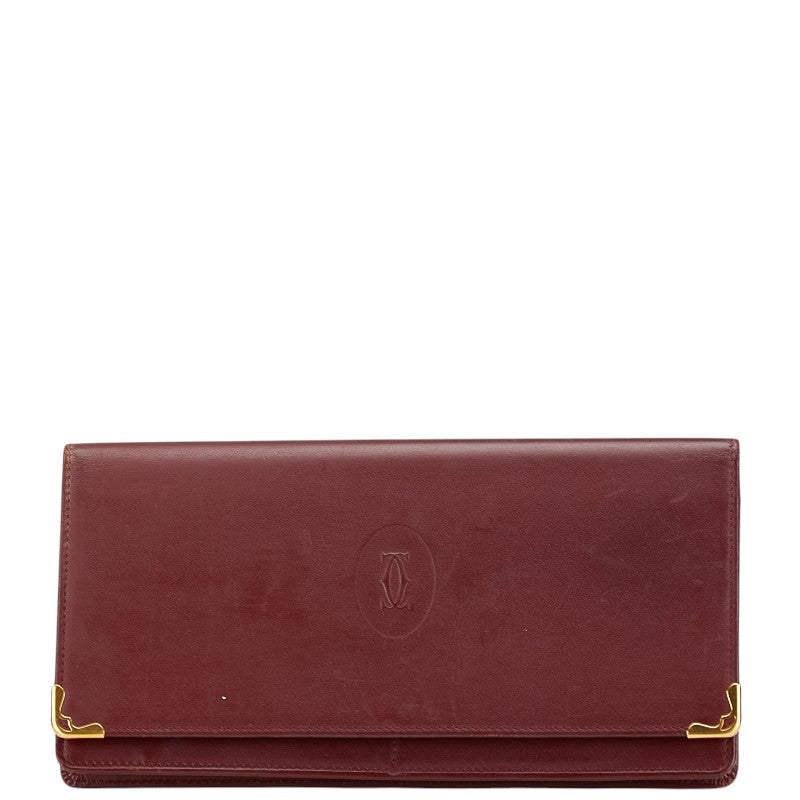 カルティエ マストライン 長財布 ボルドー ワインレッド レザー レディース CARTIER 【中古】