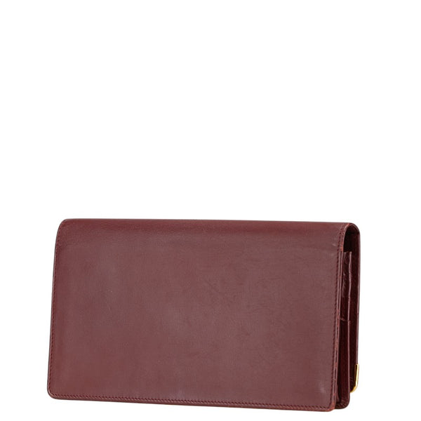 カルティエ マストライン 長財布 ボルドー ワインレッド レザー レディース CARTIER 【中古】