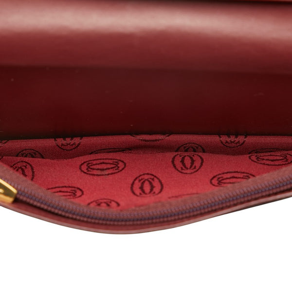 カルティエ マストライン 長財布 ボルドー ワインレッド レザー レディース CARTIER 【中古】
