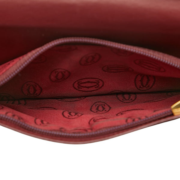 カルティエ マストライン 長財布 ボルドー ワインレッド レザー レディース CARTIER 【中古】