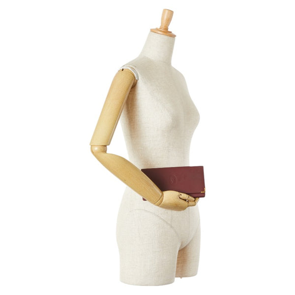 カルティエ マストライン 長財布 ボルドー ワインレッド レザー レディース CARTIER 【中古】