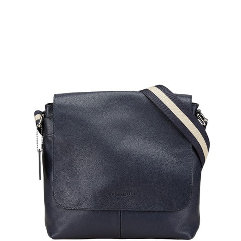コーチ チャールズ 斜め掛け ショルダーバック F72362 ネイビー レザー メンズ COACH 【中古】