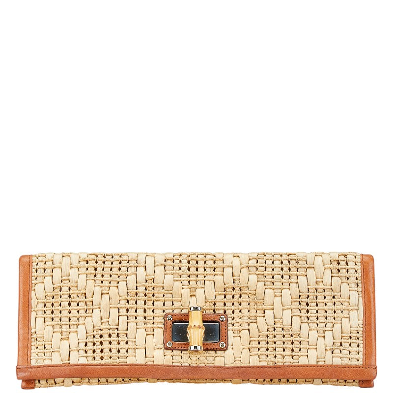 ケイトスペード クラッチバッグ セカンドバッグ ベージュ ブラウン ラフィア レザー レディース Kate Spade 【中古】