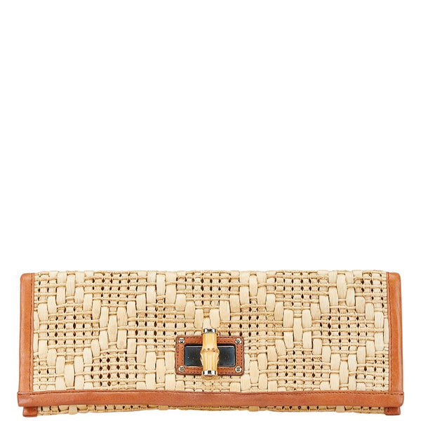 ケイトスペード クラッチバッグ セカンドバッグ ベージュ ブラウン ラフィア レザー レディース Kate Spade 【中古】