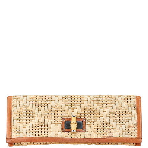 ケイトスペード クラッチバッグ セカンドバッグ ベージュ ブラウン ラフィア レザー レディース Kate Spade 【中古】