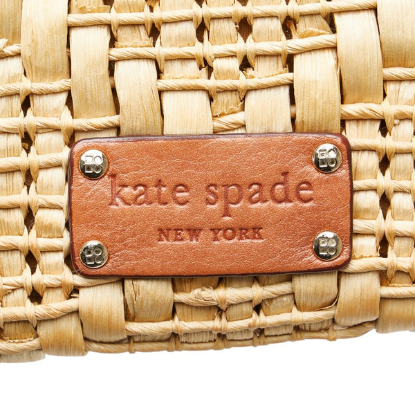 ケイトスペード クラッチバッグ セカンドバッグ ベージュ ブラウン ラフィア レザー レディース Kate Spade 【中古】