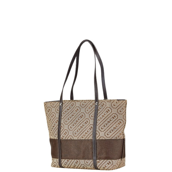 コーチ トートバッグ ハンドバッグ F12252 ベージュ ブラウン キャンバス レザー レディース COACH 【中古】