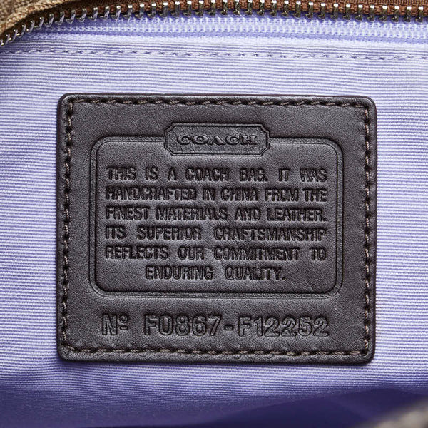 コーチ トートバッグ ハンドバッグ F12252 ベージュ ブラウン キャンバス レザー レディース COACH 【中古】