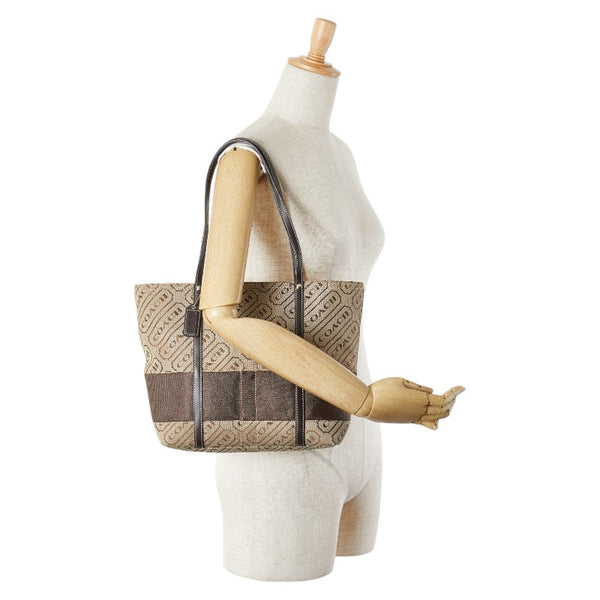 コーチ トートバッグ ハンドバッグ F12252 ベージュ ブラウン キャンバス レザー レディース COACH 【中古】