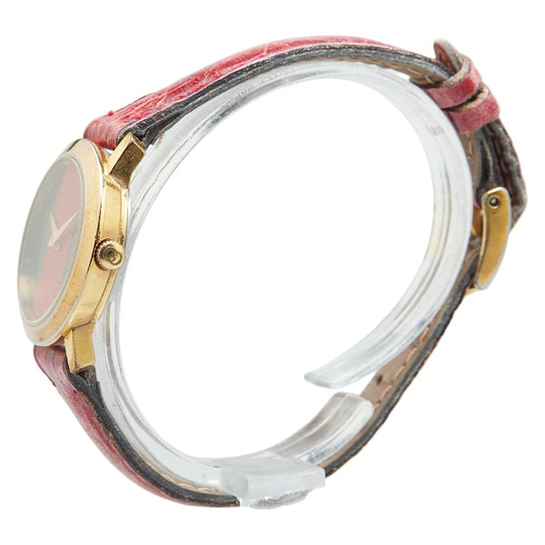 グッチ シェリーライン ベルト（社外品） 腕時計 2200L クオーツ グリーン文字盤 ステンレススチール レザー レディース GUCCI 【中古】