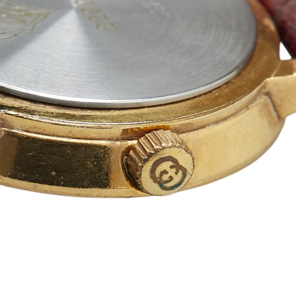 グッチ シェリーライン ベルト（社外品） 腕時計 2200L クオーツ グリーン文字盤 ステンレススチール レザー レディース GUCCI 【中古】