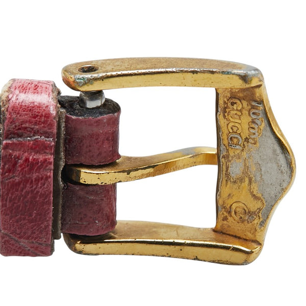 グッチ シェリーライン ベルト（社外品） 腕時計 2200L クオーツ グリーン文字盤 ステンレススチール レザー レディース GUCCI 【中古】