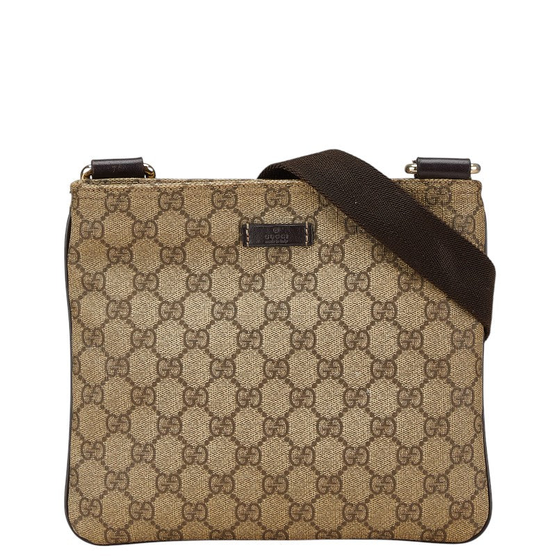 グッチ GGスプリーム 斜め掛け ショルダーバッグ 201538 ベージュ ブラウン レザー レディース GUCCI 【中古】