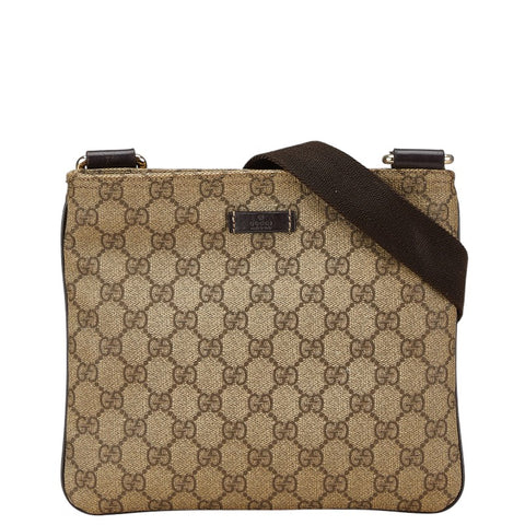 グッチ GGスプリーム 斜め掛け ショルダーバッグ 201538 ベージュ ブラウン レザー レディース GUCCI 【中古】