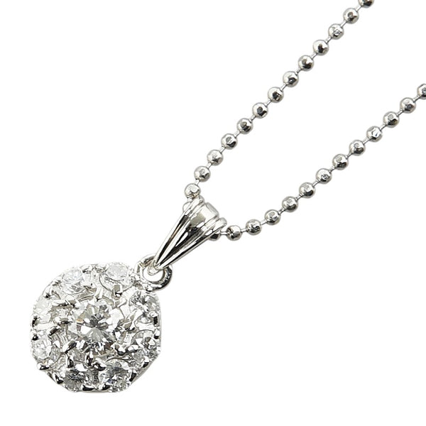 Pt900 プラチナ Pt850 プラチナ ダイヤ0.50ct プチ ペンダントネックレス レディース 【中古】