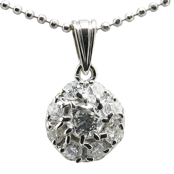 Pt900 プラチナ Pt850 プラチナ ダイヤ0.50ct プチ ペンダントネックレス レディース 【中古】