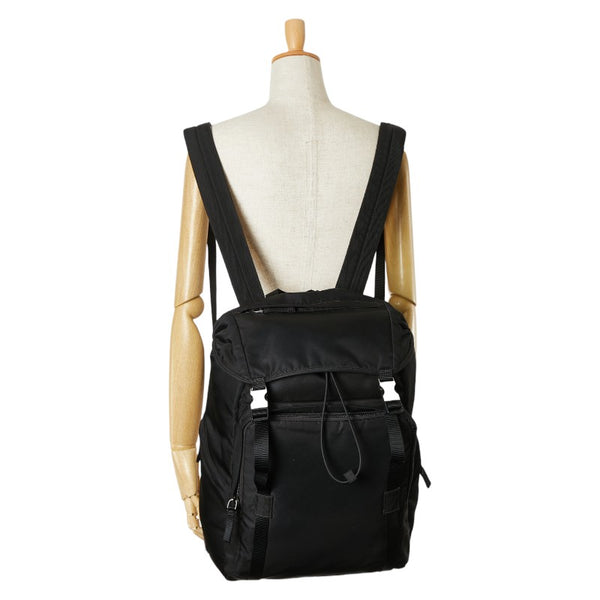 プラダ 三角ロゴプレート リュック バックパック ブラック ナイロン レディース PRADA 【中古】