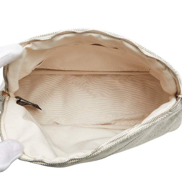 エルメス ボリードポーチMM ポーチ コスメポーチ 小物入れ グレー ブラウン コットン レザー レディース HERMES 【中古】