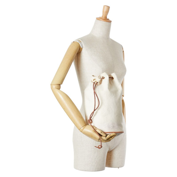 エルメス ポロションミミルPM ショルダーバッグ アイボリー ブラウン キャンバス レディース HERMES 【中古】