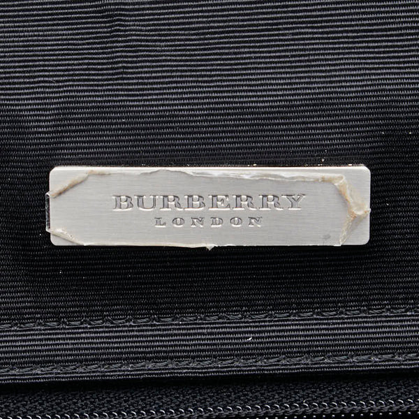 バーバリー ホースロゴ 馬 ハンドバッグ ブラック ナイロン レザー レディース BURBERRY 【中古】