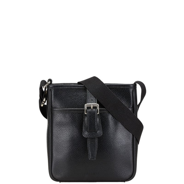 バーバリー ノバチェック 斜め掛け ショルダーバッグ ブラック レザー レディース BURBERRY 【中古】