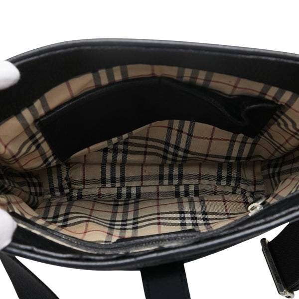バーバリー ノバチェック 斜め掛け ショルダーバッグ ブラック レザー レディース BURBERRY 【中古】