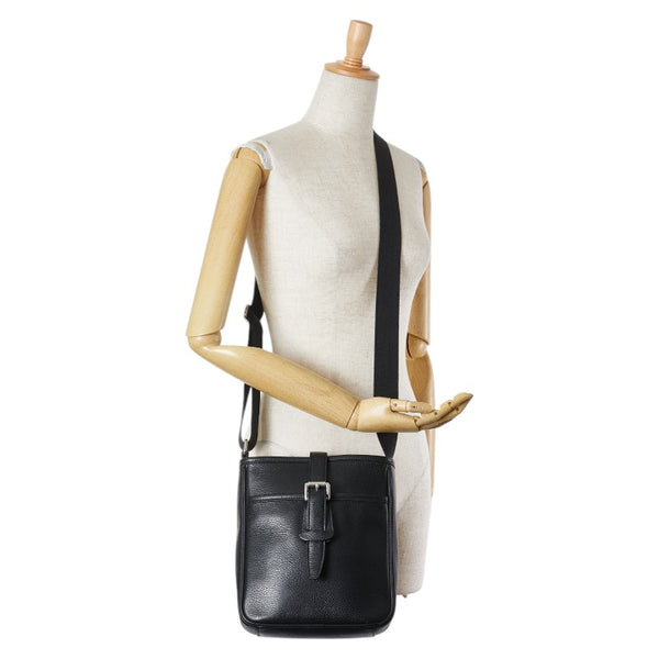 バーバリー ノバチェック 斜め掛け ショルダーバッグ ブラック レザー レディース BURBERRY 【中古】