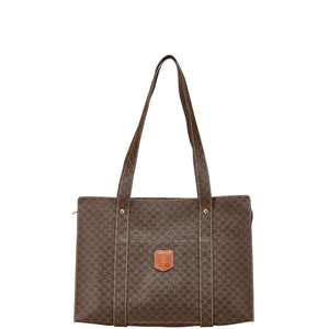 セリーヌ マカダム ハンドバッグ トートバッグ ブラウン PVC レザー レディース CELINE 【中古】