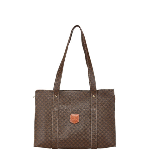 セリーヌ マカダム ハンドバッグ トートバッグ ブラウン PVC レザー レディース CELINE 【中古】
