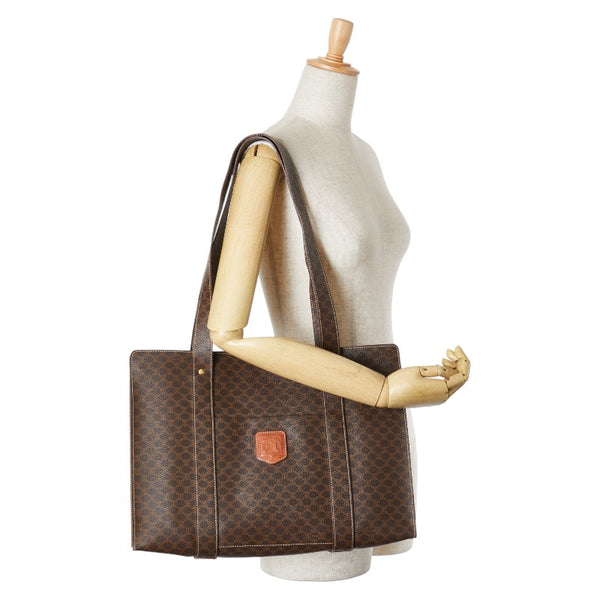 セリーヌ マカダム ハンドバッグ トートバッグ ブラウン PVC レザー レディース CELINE 【中古】