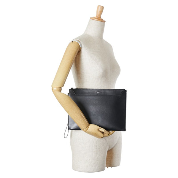 サンローラン クラッチバッグ セカンドバッグ 608060 ブラック レザー メンズ SAINT LAURENT 【中古】