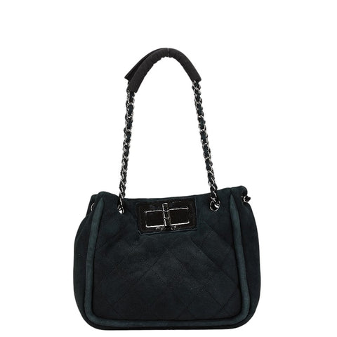 シャネル マトラッセ 2.55 ハンドバッグ ショルダーバッグ ブラック スウェット レディース CHANEL 【中古】