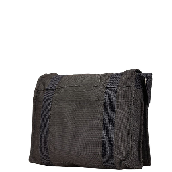 エルメス エールライン バサスMM 斜め掛け ショルダーバッグ グレー キャンバス レディース HERMES 【中古】