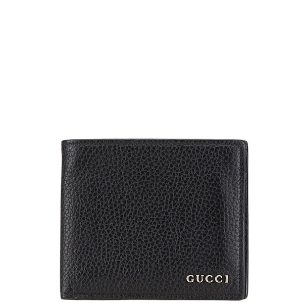 グッチ ロゴ金具 二つ折り財布 771153 ブラック レザー メンズ GUCCI 【中古】