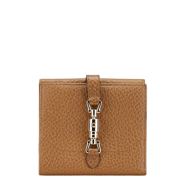グッチ ジャッキー Wホック 二つ折り財布 141435 ブラウン レザー レディース GUCCI 【中古】