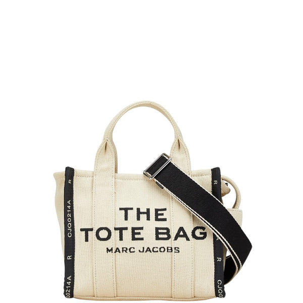 マークジェイコブス THE JACQUARD MINI TOTE BAG ハンドバッグ ショルダーバッグ 2WAY M0017025 アイボリー ブラック キャンバス レディース MARC JACOBS 【中古】