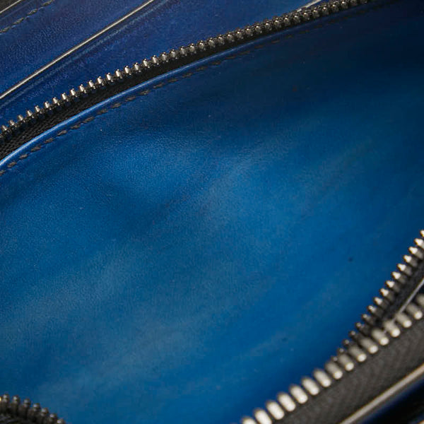 ベルルッティ イタウバ 2IN1 カリグラフィ ラウンドファスナー 長財布 ブルー イエロー レザー メンズ Berluti 【中古】