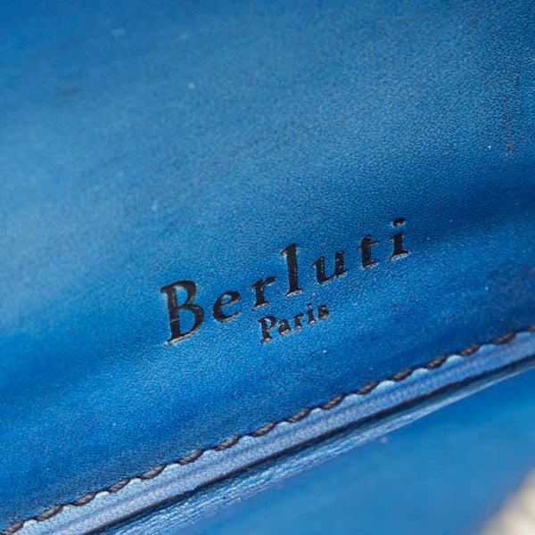 ベルルッティ イタウバ 2IN1 カリグラフィ ラウンドファスナー 長財布 ブルー イエロー レザー メンズ Berluti 【中古】