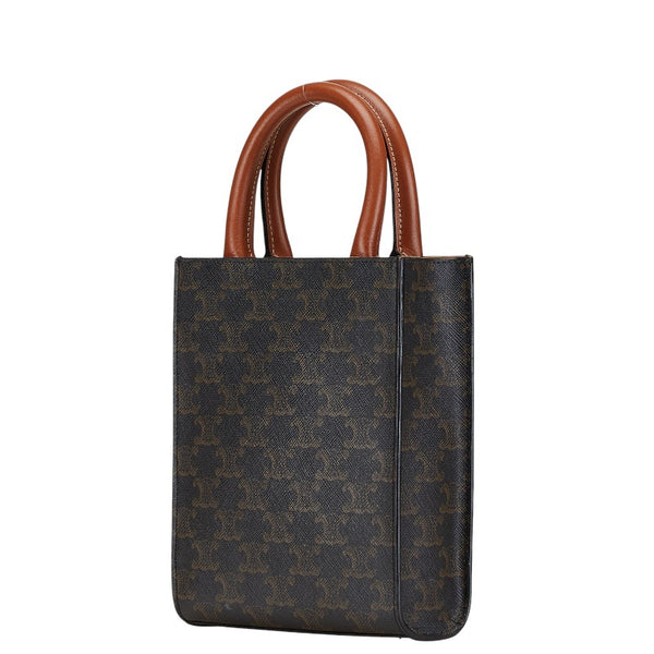 セリーヌ トリオンフ ミニ バーティカル カバ ハンドバッグ ショルダーバッグ 2WAY ブラック ブラウン PVC レザー レディース CELINE 【中古】